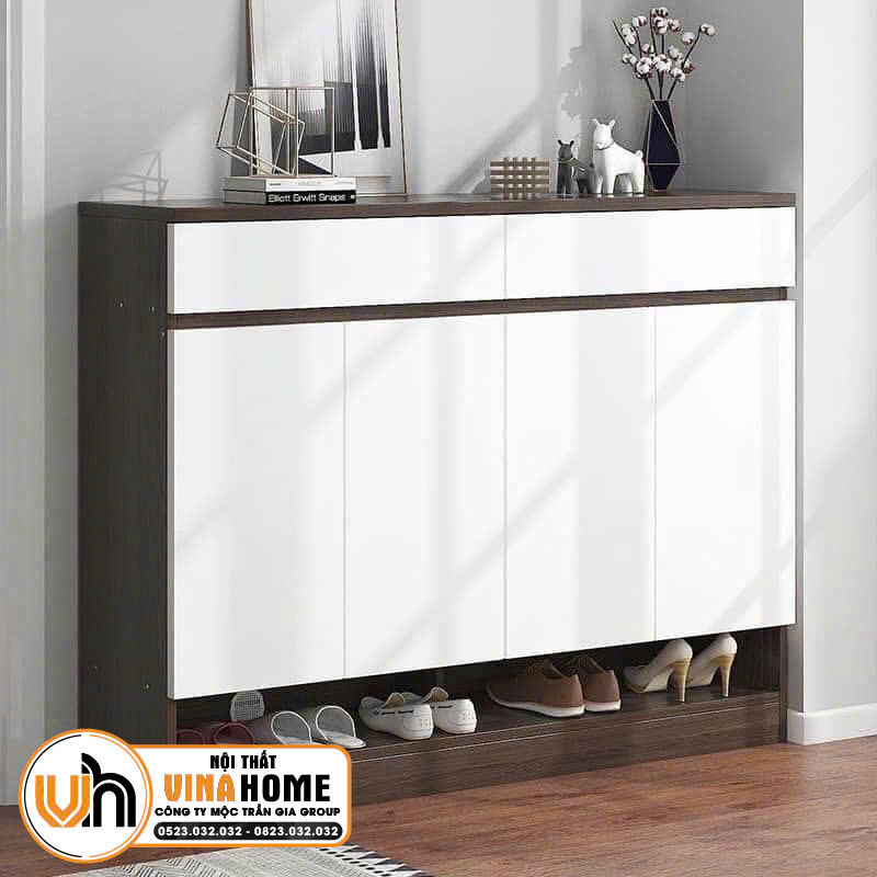 Tủ Đựng Giày Dép Xám Ghi - Trắng